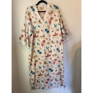 Vintage Talbots Silk Nightgown Leaf Print Lounge Dress Cottagecore L